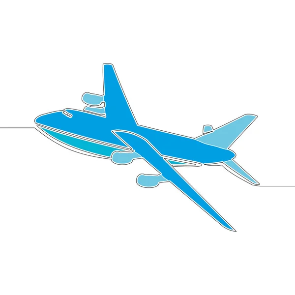 Flat continuous drawing line vliegtuigconcept — Stockvector