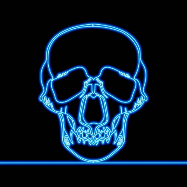 Continuous line drawn skull x-ray neon concept — Stock Vector