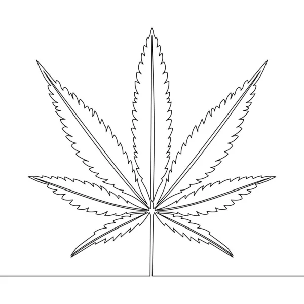 Continu één lijn tekening marihuana blad concept — Stockvector