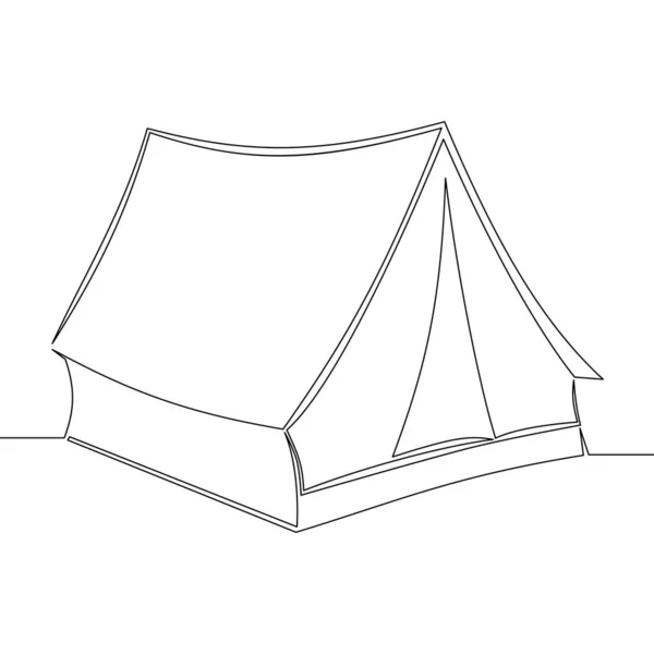 Continu één lijn tekening tent pictogram concept — Stockvector