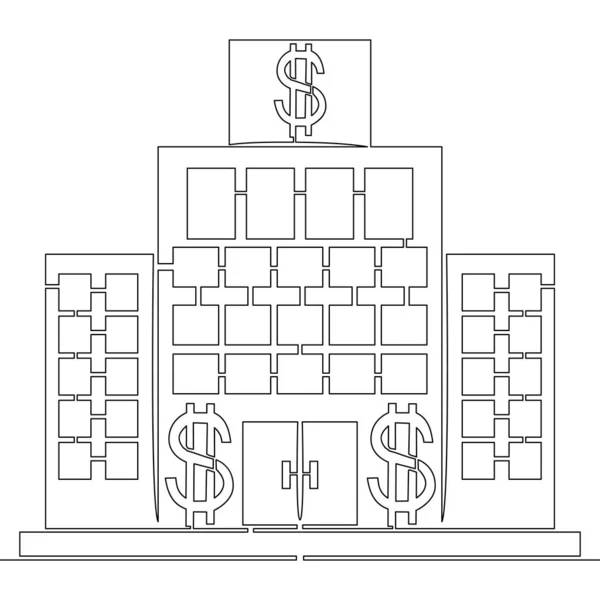 Linha contínua desenho banco edifício conceito — Vetor de Stock