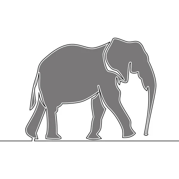 Dessin continu plat art Concept d'éléphant — Image vectorielle