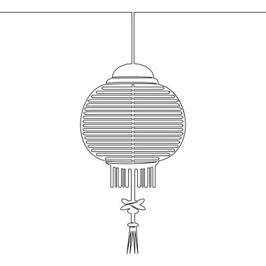 Çin kağıt fener ikonu vektör illüstrasyon kavramını çizen tek satır devam ediyor