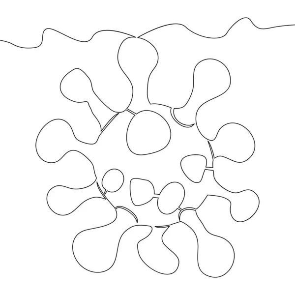 连续单行绘图抽象病毒株模型图标向量概念 — 图库矢量图片