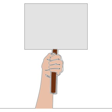 Düz renkli, sürekli çizim çizimi. Sanat el yazısı. Boş protesto tahtası ikon vektör illüstrasyon kavramı.