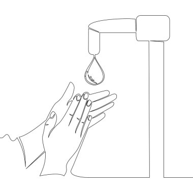 El yıkama ikonu vektör illüstrasyonu kavramını sürekli çizen tek bir çizgi