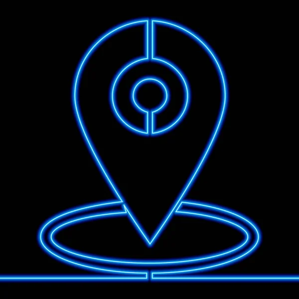 Kontinuální Jednořádková Kresba Symbol Ukazatele Umístění Ikona Gps Neonová Záře — Stockový vektor