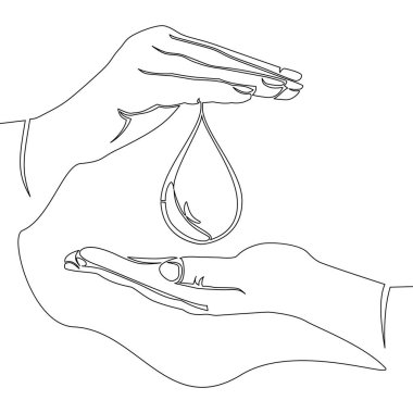 El ikonu vektör illüstrasyon kavramı arasında su damlası çizen kesintisiz tek bir çizgi