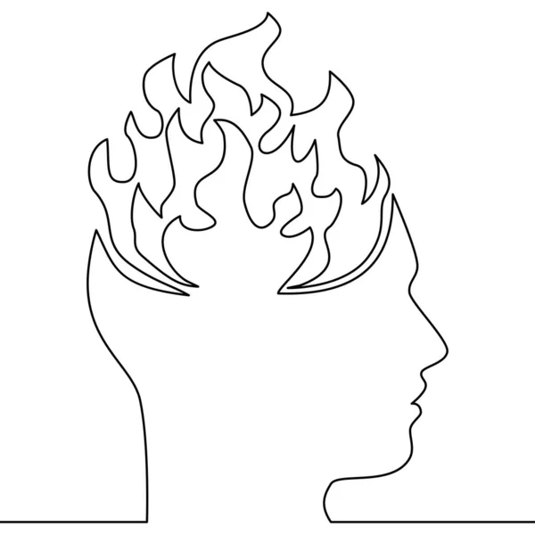 Duygusal tükenme ikonu vektör illüstrasyonu kavramını çizen tek bir satır devam ediyor