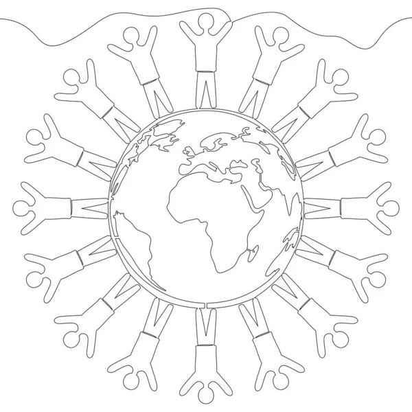 Kontinuální Jednořádková Kresba Koncepce Vektorové Ilustrace Ikon Nadnárodních Společností Planety — Stockový vektor