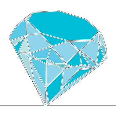 Düz ve sürekli çizim çizimi. Elmas ikonu vektör çizimi kavramı.