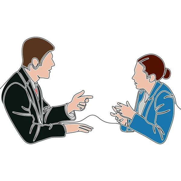 Два Бизнесмена Обсуждают Концепцию Векторной Иллюстрации Иконок — стоковый вектор