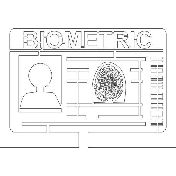 Ciągła Jedna Linia Rysunek Profil Odcisk Palca Dokumenty Biometryczne Ikona — Wektor stockowy