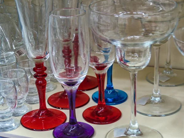 Wine glasses.wine glasses of different colors and sizes.