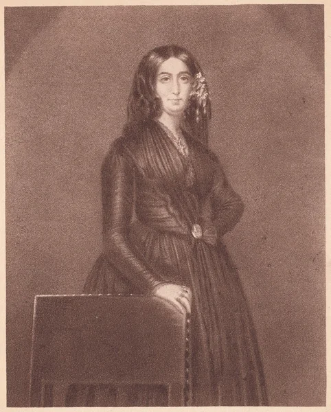 Portrait of George Sand on vintage phototype — Stock fotografie