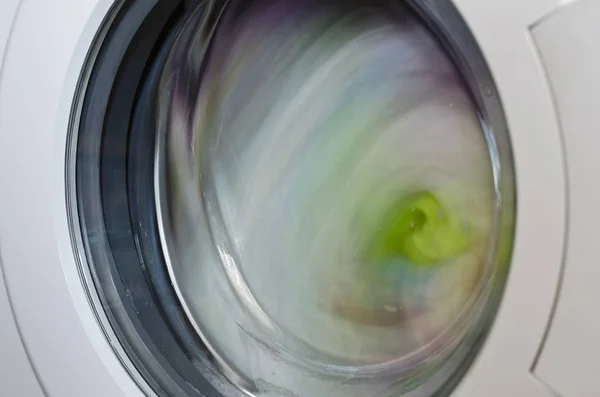 Washing Machine Door Rotating Garments — Stock Photo, Image