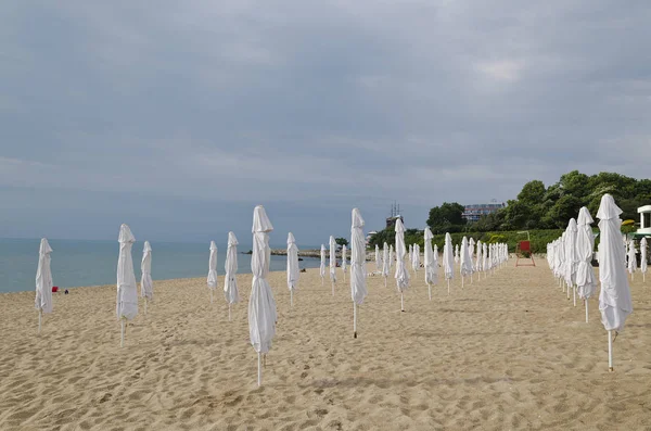 Summer Vacation Bulgarian Sea Umbrellas Beach — Stock Photo, Image