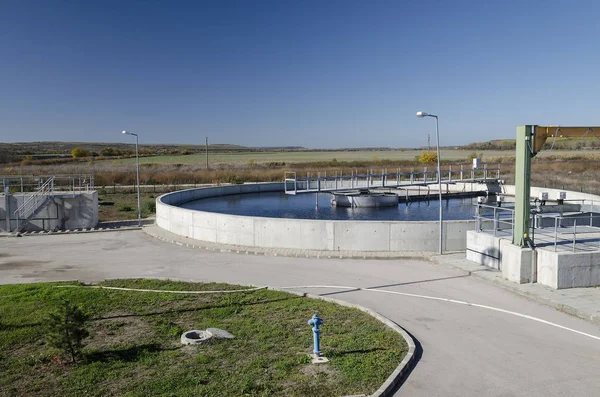下水処理場への表示 水のリサイクル 廃棄物管理 — ストック写真
