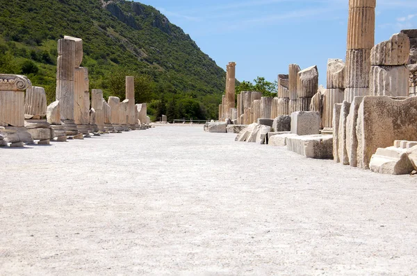Street lined with columns in Ephesus, an ancient Greek city in Turkey