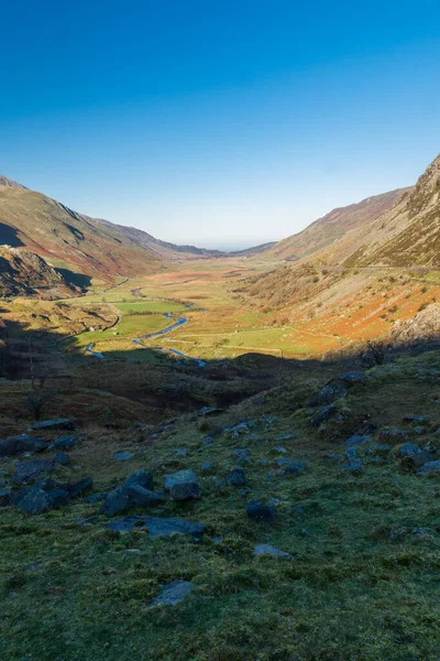 Ranní pohled, průsmyk Nant Ffrancon. — Stock fotografie