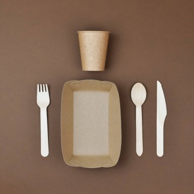 Sıfır atık, çevre dostu, tek kullanımlık, karton, kağıt masa takımı.