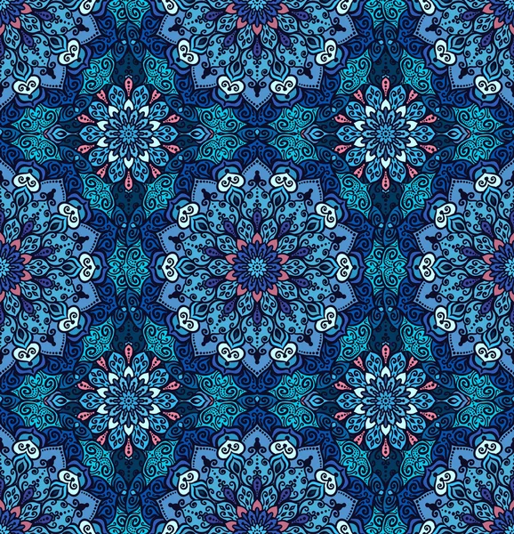 Luxus blaues Muster Blume Boho — Stockvektor