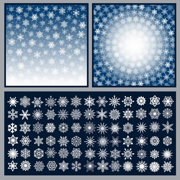 Snowflakes Backgrounds and Icons — Stock Vector