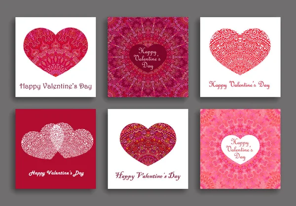 Valentine dag kaarten gezet verschillende hart — Stockvector