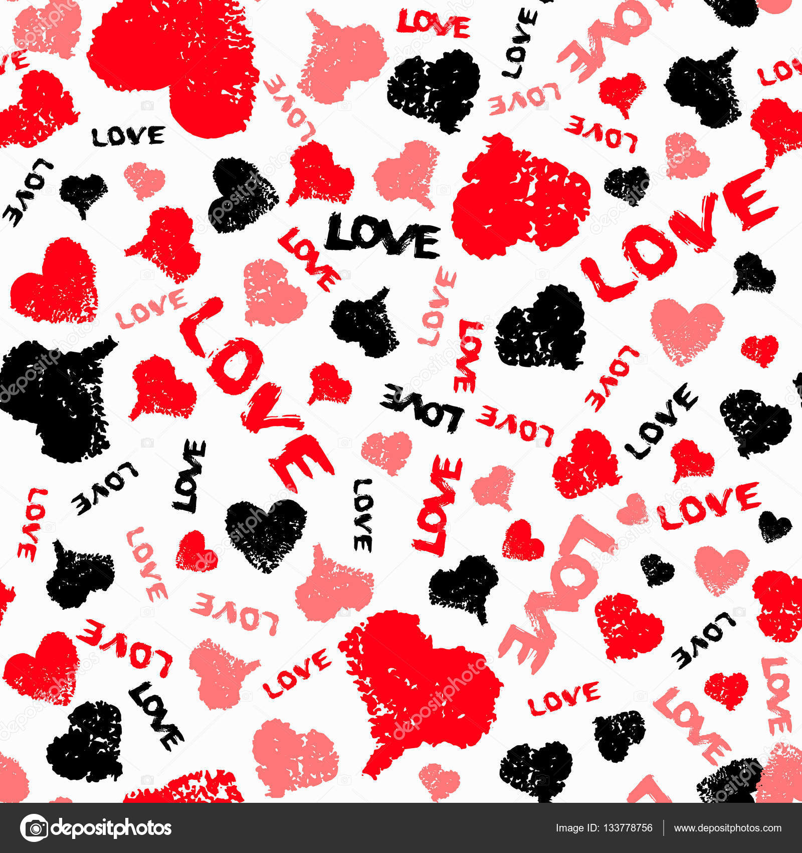 Hearts Valentine Background with Painted Love Word Stock Vector Image by  ©amovitania #133778756