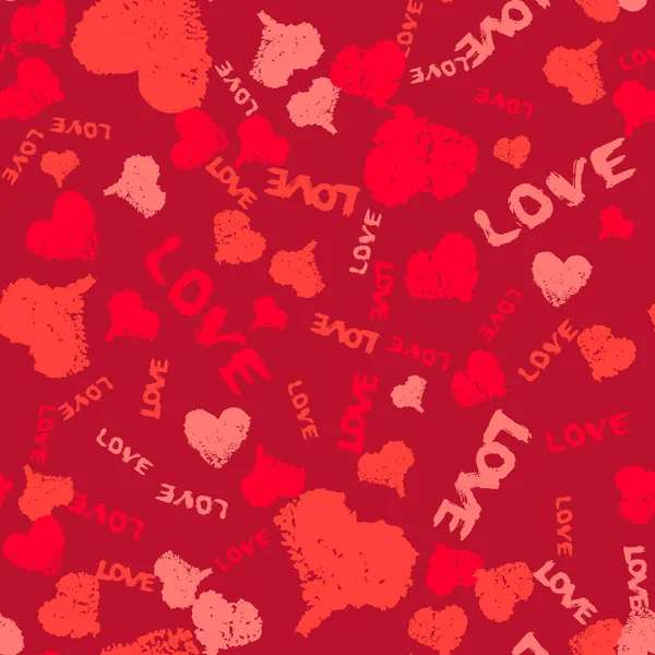 Valentine Background Painted Hearts and Words Love — Stock Vector