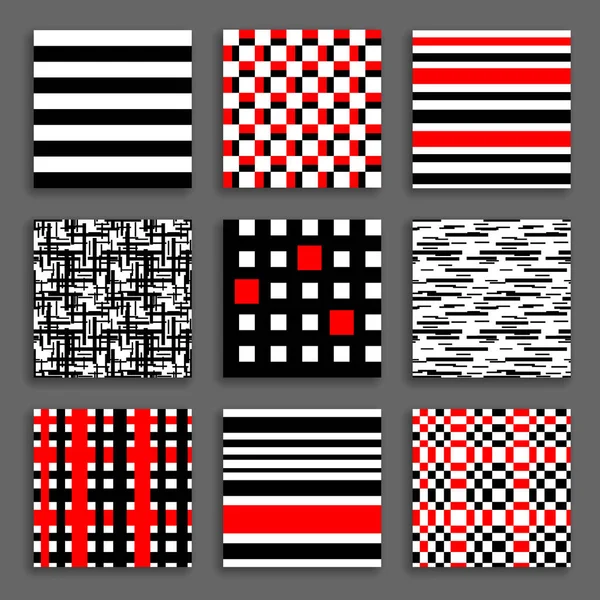 Conjunto de patrones a rayas y cuadros — Vector de stock
