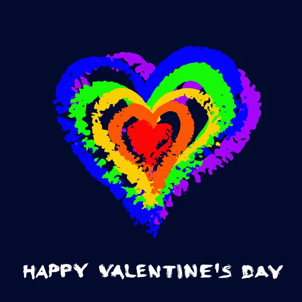 Kartu Valentine Gay Rainbow Heart - Stok Vektor