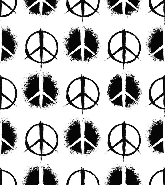 Pacifist peace symbols pattern painted — Stock Vector