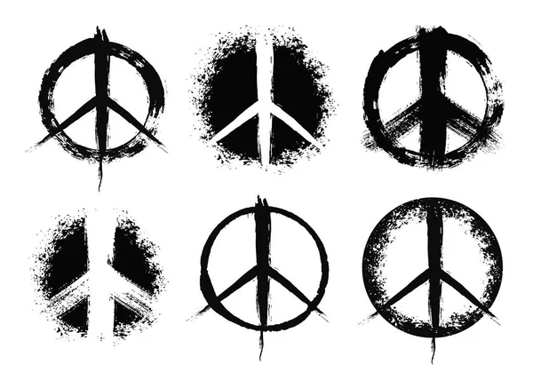 Pasifist barış sembolleri boyalı ayarla — Stok Vektör