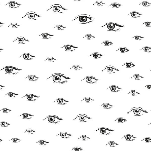 Patrón de ojos de elementos psicodélicos dibujados a mano — Archivo Imágenes Vectoriales