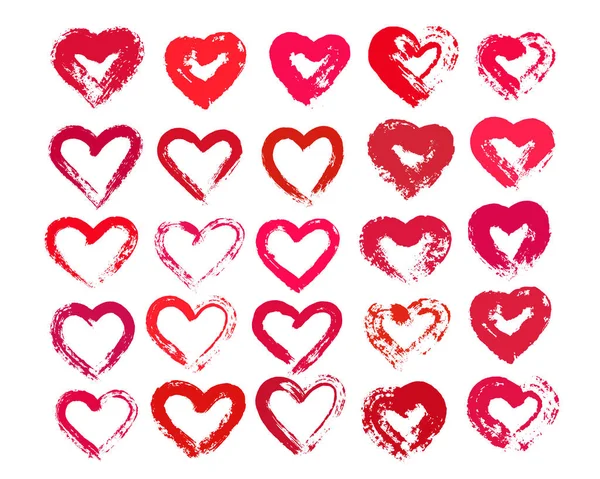 Painted Hearts from Grunge Brush Strokes — Stock Vector