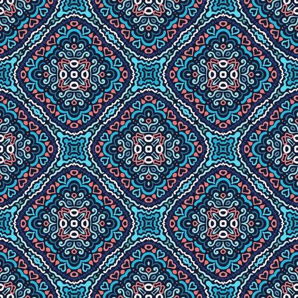 Patroon van de bloem blauw roze Weave — Stockvector