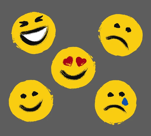 Rostos sorridentes Emoticons pintados — Vetor de Stock