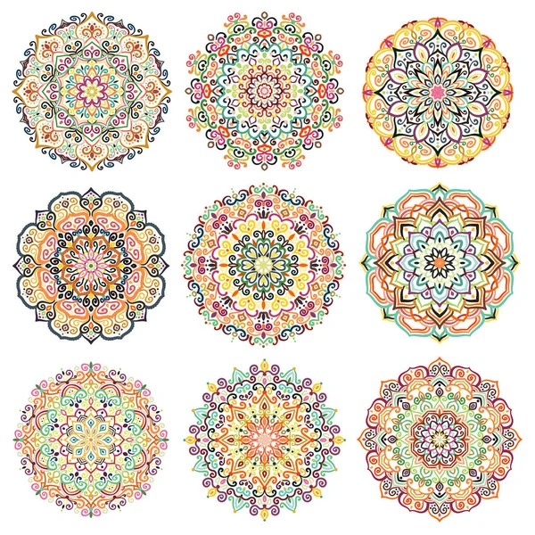 Mandalas Elementos de design colorido — Vetor de Stock