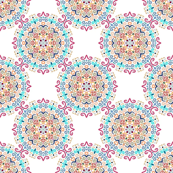 Patrón de flor azul ornamento redondo — Vector de stock