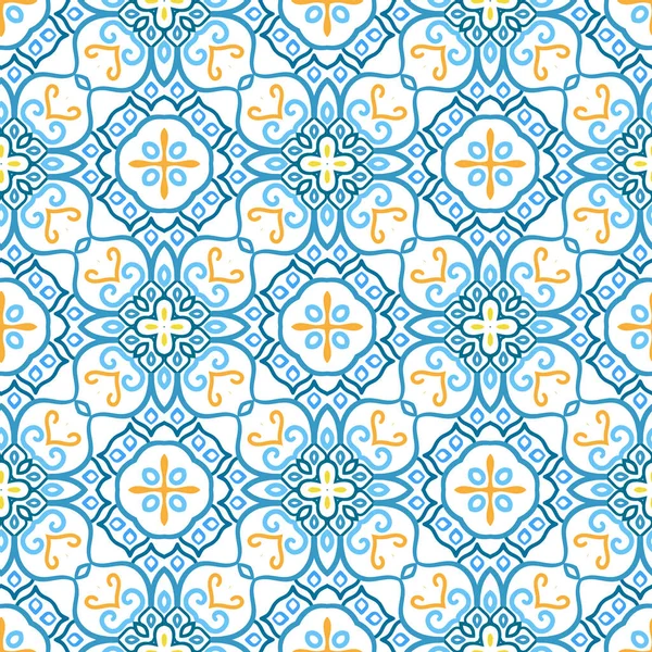 Modèle de tissage Jaune Bleu Éléments floraux — Image vectorielle