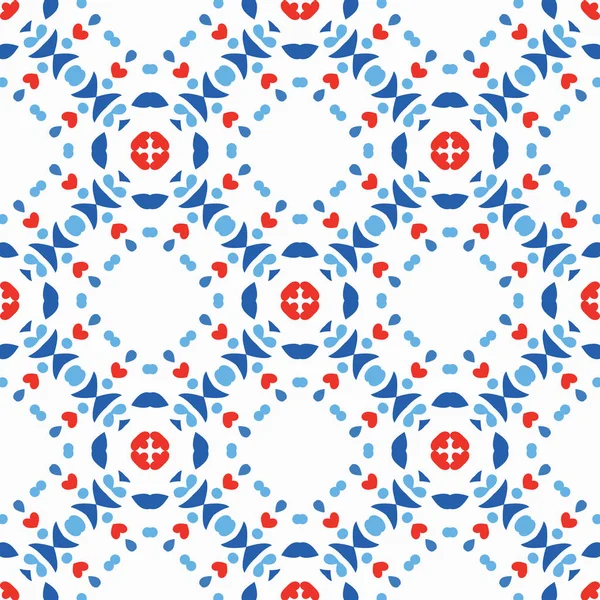 Modèle bleu rouge fond Boho — Image vectorielle