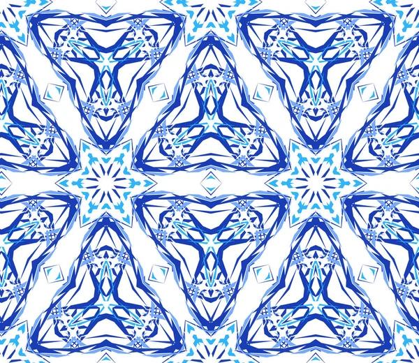 Padrão Triangular Fractal Flor Azul — Vetor de Stock