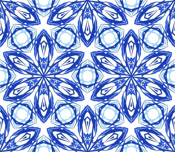 Caleidoscopische patroon blauw bloem — Stockvector