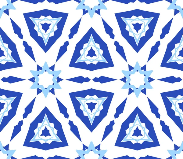 Patrón de flor azul blanco caleidoscópico — Archivo Imágenes Vectoriales