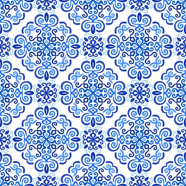 Blauwe achtergrond Abstract Floral patroon — Stockvector