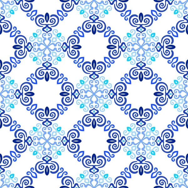 Blå bakgrund blomstra väva mönster — Stock vektor