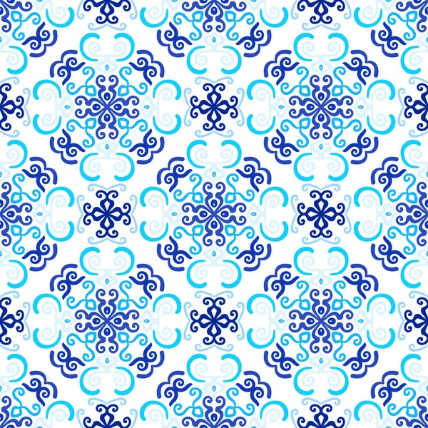 Fundo azul estilizado padrão floral — Vetor de Stock