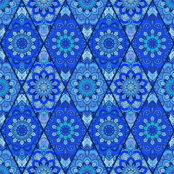 Блакитний фон плитка квітка Rhombus — стоковий вектор