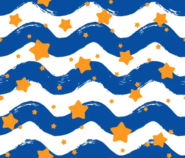 Розфарбовані блакитні хвилі візерунки зірки — стоковий вектор